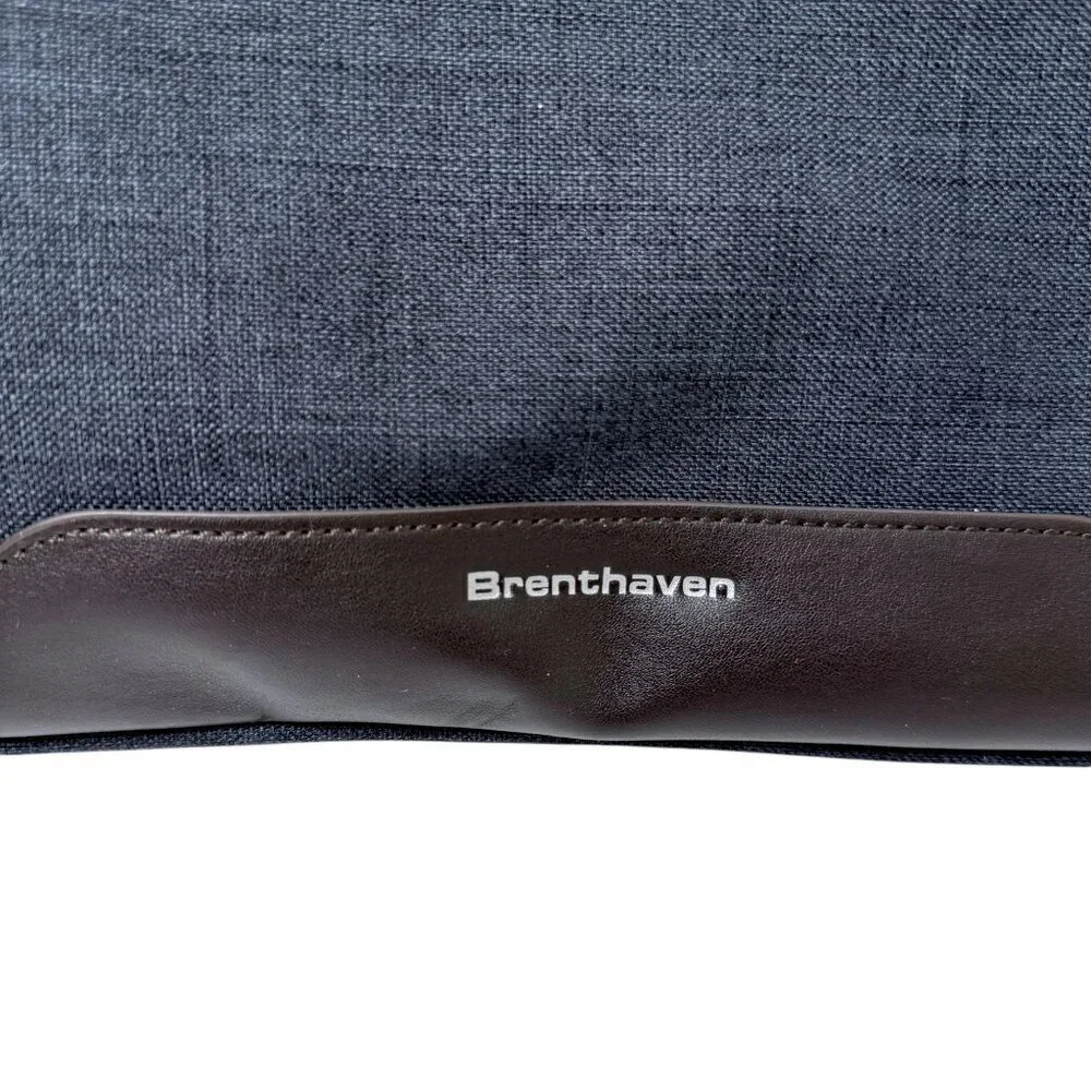 Brenthaven Collins Case iPad / Tablet Holder Blue Fabric Brown Faux Leather Trim